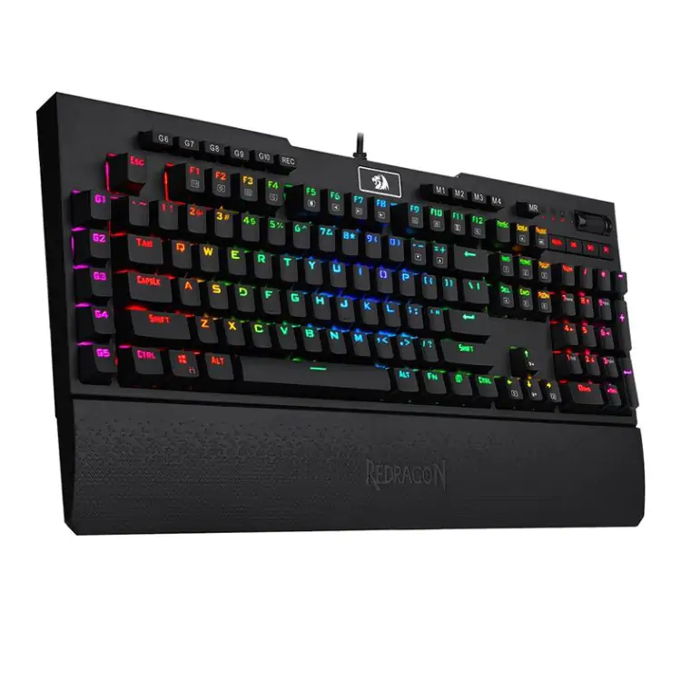 TECLADO GAMER MECÂNICO REDRAGON BRAHMA PRO PRETO USB LED RGB SWITCH BROWN K586RGB-PRO - Imagem: 2