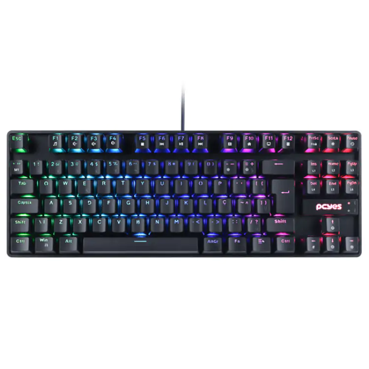 TECLADO GAMER MECÂNICO PCYES NERON PRETO USB LED RGB SWTICH OUTEMU BLUE PNOHBLRGB - Imagem: 1