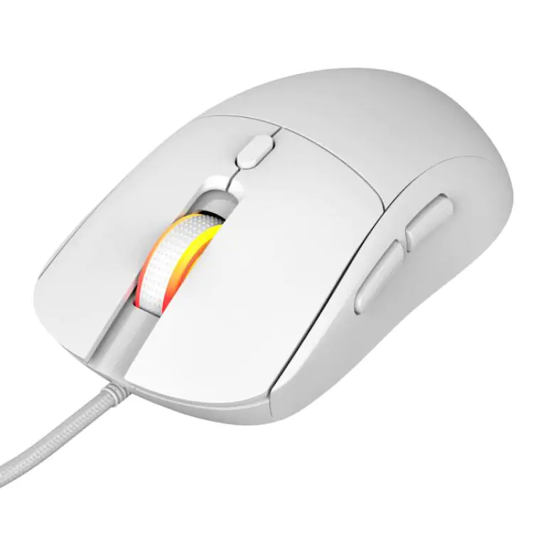 MOUSE GAMER PCYES BASARAN WHITE GHOST 12400 DPI RGB 6 BOTOES - PMGBRWG - Imagem: 1