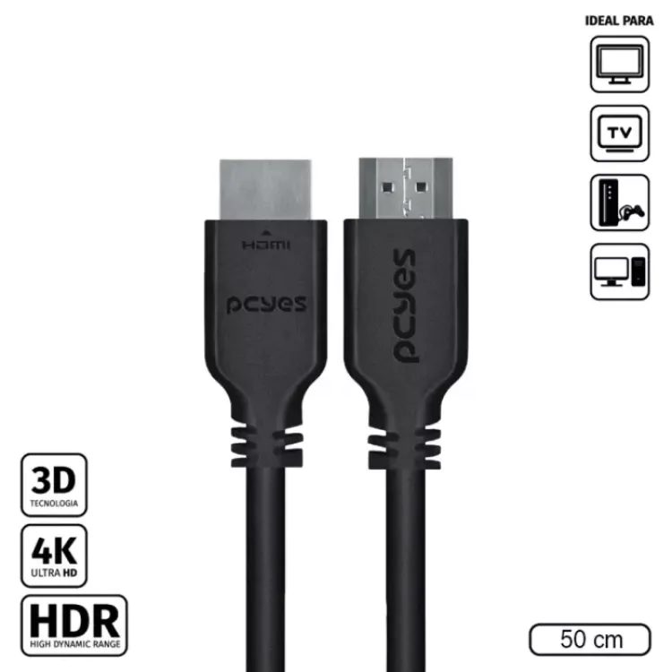 CABO HDMI 50CM PCYES 2.0V COBRE PHM20-05 - Imagem: 1