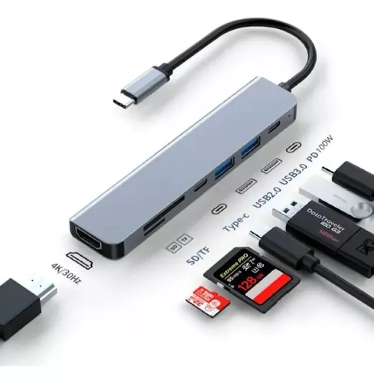 ADAPTADOR HUB MACBOOK AIR M1 M2 USB-C HDMI 4K - Imagem: 1