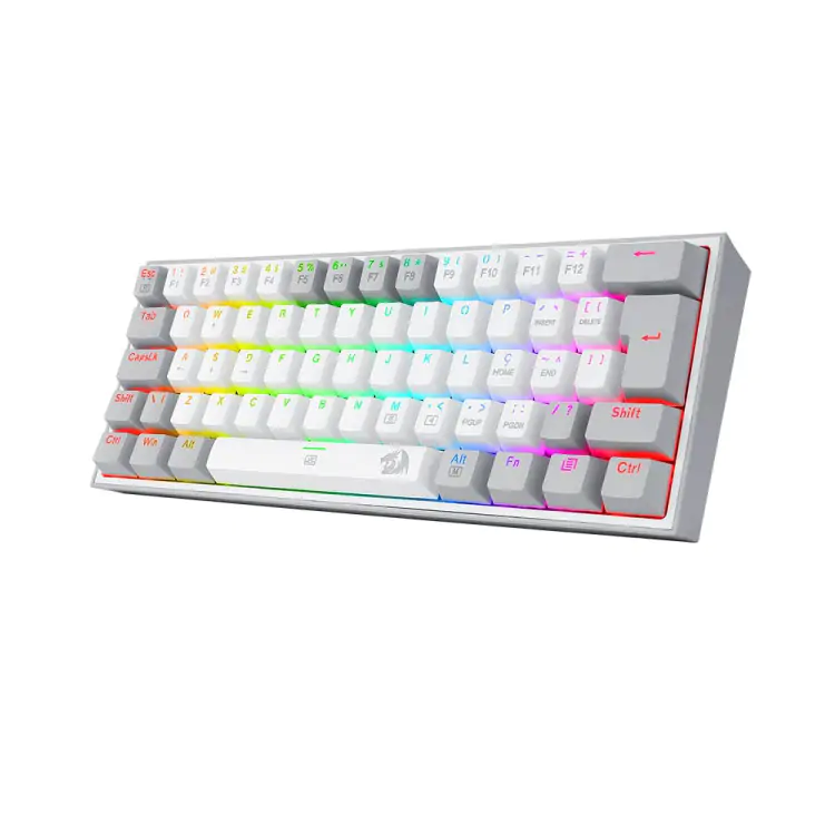 TECLADO GAMER MECANICO REDRAGON CINZA E BRANCO USB LED RGB PT-BLUE - Imagem: 2