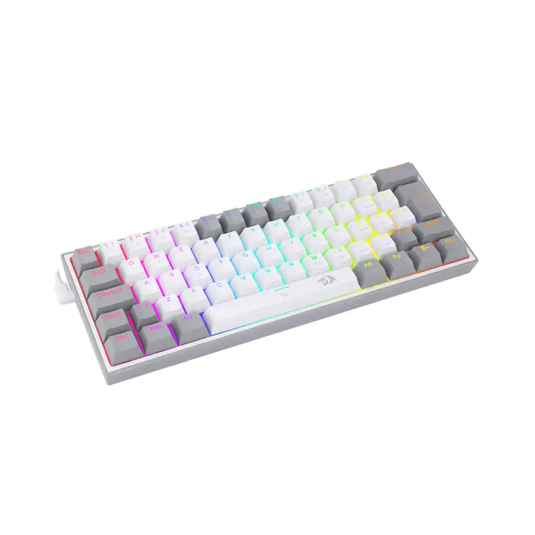 TECLADO GAMER MECANICO REDRAGON CINZA E BRANCO USB LED RGB PT-BLUE - Imagem: 5