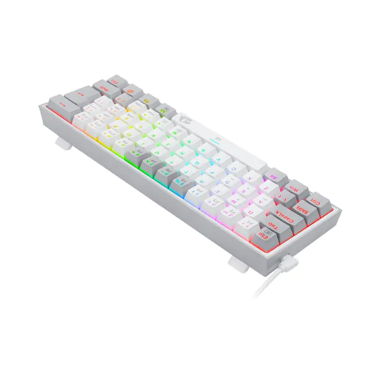 TECLADO GAMER MECANICO REDRAGON CINZA E BRANCO USB LED RGB PT-BLUE - Imagem: 6