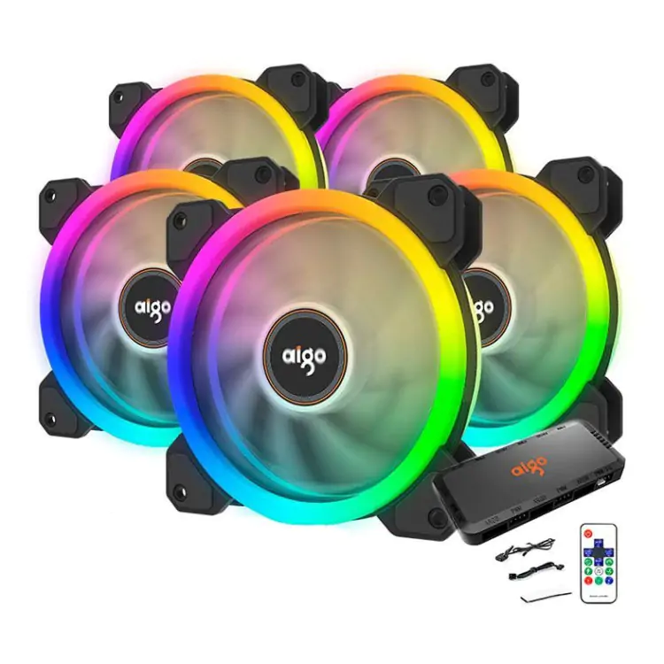 KIT COOLER 5 FANS RGB DR12 AIGO - Imagem: 1