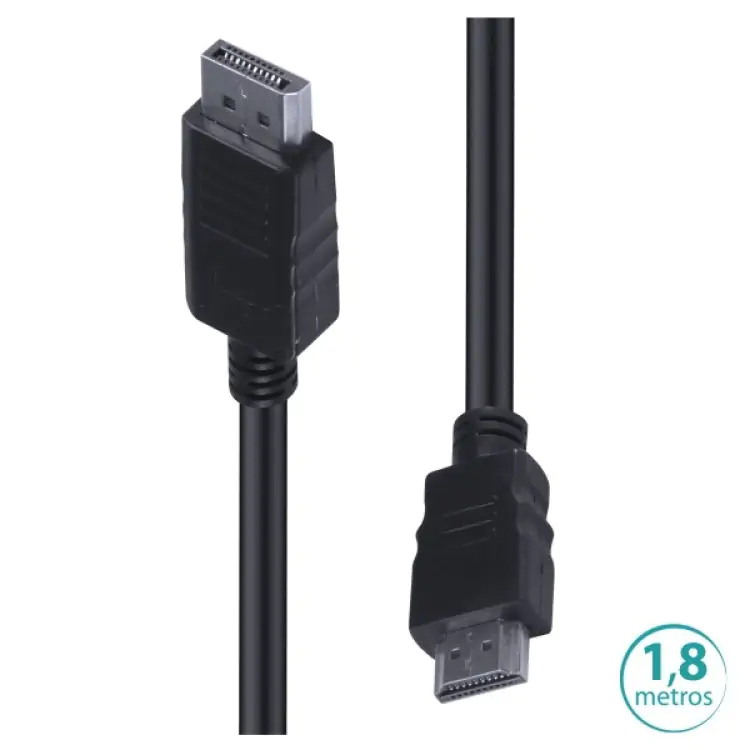 CABO DISPLAYPORT (M) X HDMI (M) VINIK 1.8M HDP18 - Imagem: 1