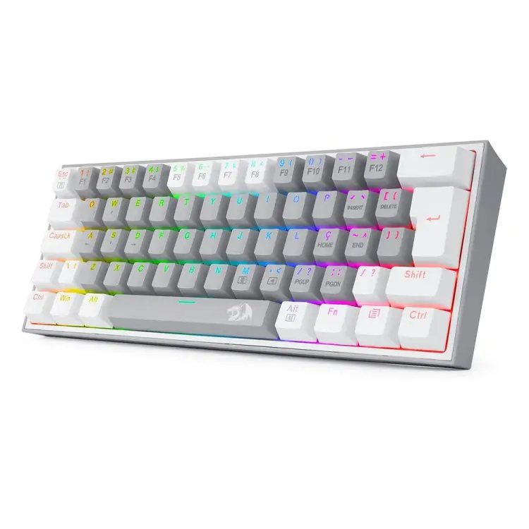 TECLADO GAMER MECANICO REDRAGON FIZZ  BRANCO/ CINZA USB LED RGB PT-BLUE K617RGB-GW - Imagem: 4