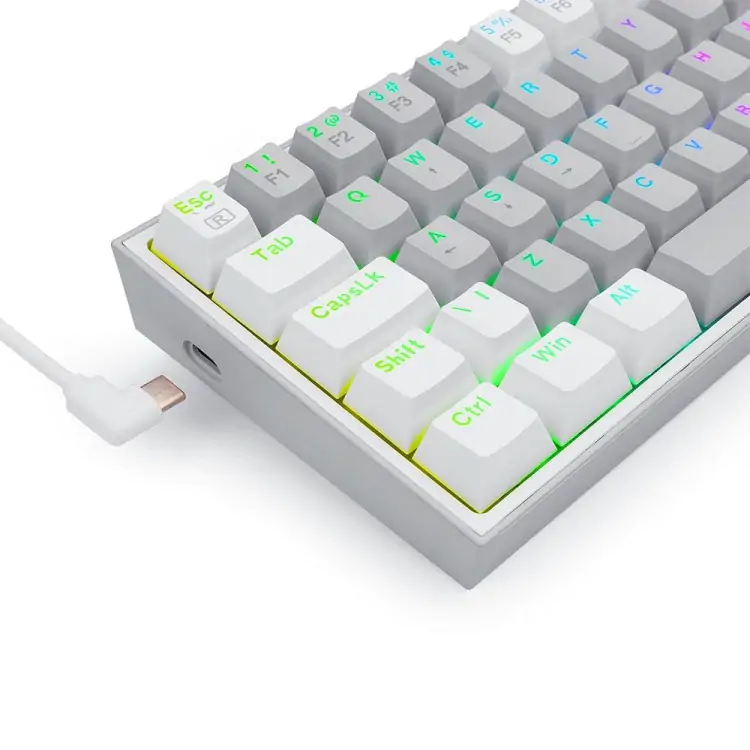 TECLADO GAMER MECANICO REDRAGON FIZZ  BRANCO/ CINZA USB LED RGB PT-BLUE K617RGB-GW - Imagem: 5