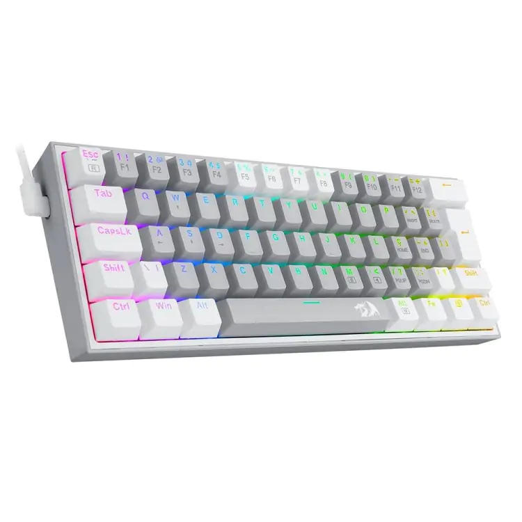 TECLADO GAMER MECANICO REDRAGON FIZZ  BRANCO/ CINZA USB LED RGB PT-BLUE K617RGB-GW - Imagem: 6
