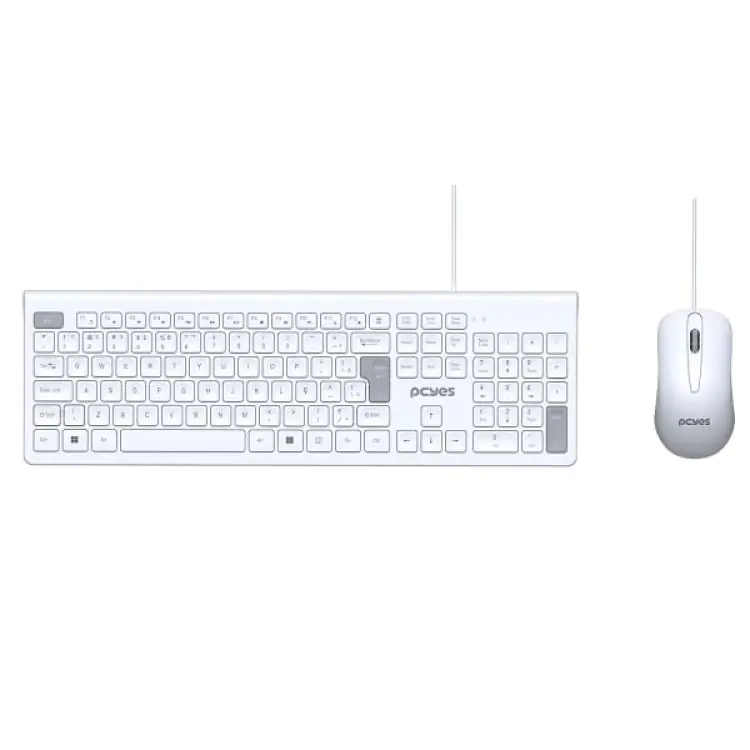 KIT TECLADO/MOUSE SEM FIO PCYES SOFT BRANCO WIRELESS - Imagem: 1