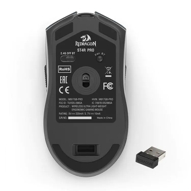 MOUSE GAMER SEM FIO REDRAGON ST4R PRO PRETO BLUETOOTH M917GB-PRO - Imagem: 7