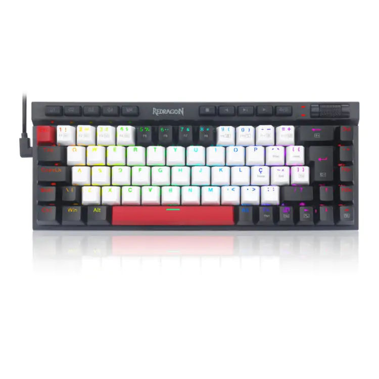 TECLADO GAMER MECANICO REDRAGON MAGIC WAND PRETO E VERMELHO LED RGB SWITCH BROWNK 635WBR-RGB-PR - Imagem: 1