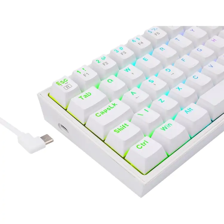 TECLADO GAMER MECANICO REDRAGON FIZZ BRANCO USB LED RGB PT-BLUE - Imagem: 4