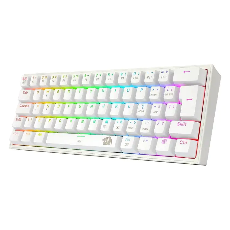 TECLADO GAMER MECANICO REDRAGON FIZZ BRANCO USB LED RGB PT-BLUE - Imagem: 5
