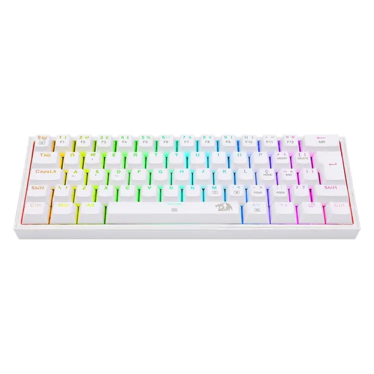 TECLADO GAMER MECANICO REDRAGON FIZZ BRANCO USB LED RGB PT-BROWN - Imagem: 6