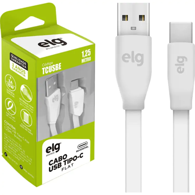 CABO USB(M) X USB TIPO C(M) 1,25M ELG TCUSBE - Imagem: 1