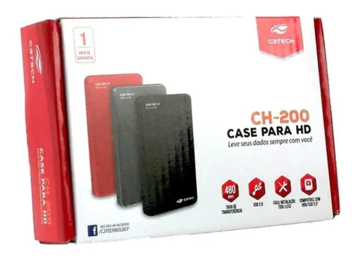 CASE DE HD 2.5'' C3TECH CH-200BK USB 2.0 PRETO - Imagem: 3