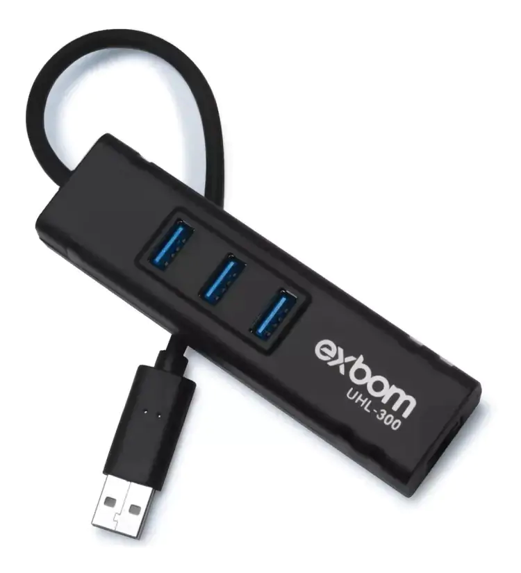 ADAPTADOR HUB EXBOM RJ-45 3 USB 3.0 10/100/1000MBPS - Imagem: 1
