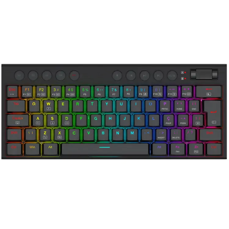 TECLADO GAMER MECANICO REDRAGON HORUS MINI PRETO RGB SWITCH BROWN K632-RGB - Imagem: 1