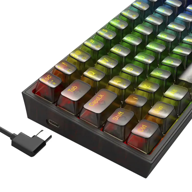 TECLADO GAMER MECANICO REDRAGON FIZZ CLEAR BLACK RGB SWITCH CRYSTAL K617CTB-RGB - Imagem: 4