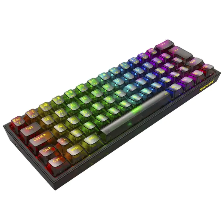 TECLADO GAMER MECANICO REDRAGON FIZZ CLEAR BLACK RGB SWITCH CRYSTAL K617CTB-RGB - Imagem: 5