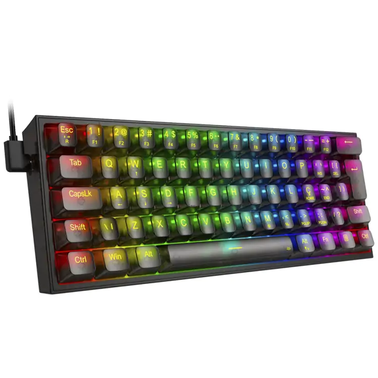 TECLADO GAMER MECANICO REDRAGON FIZZ CLEAR BLACK RGB SWITCH CRYSTAL K617CTB-RGB - Imagem: 7