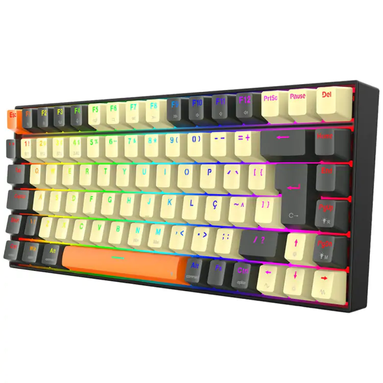 TECLADO GAMER MECANICO REDRAGON PHANTOM PRO RGB 3 MODO USB E BLUETOOTH SWITCH MARROM CINZA E CREME - Imagem: 3