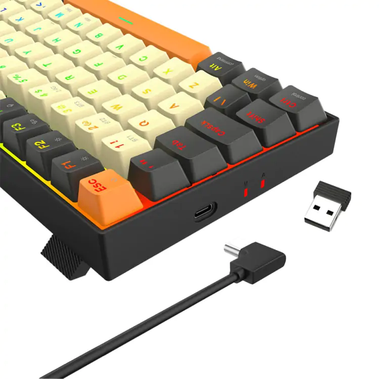 TECLADO GAMER MECANICO REDRAGON PHANTOM PRO RGB 3 MODO USB E BLUETOOTH SWITCH MARROM CINZA E CREME - Imagem: 6