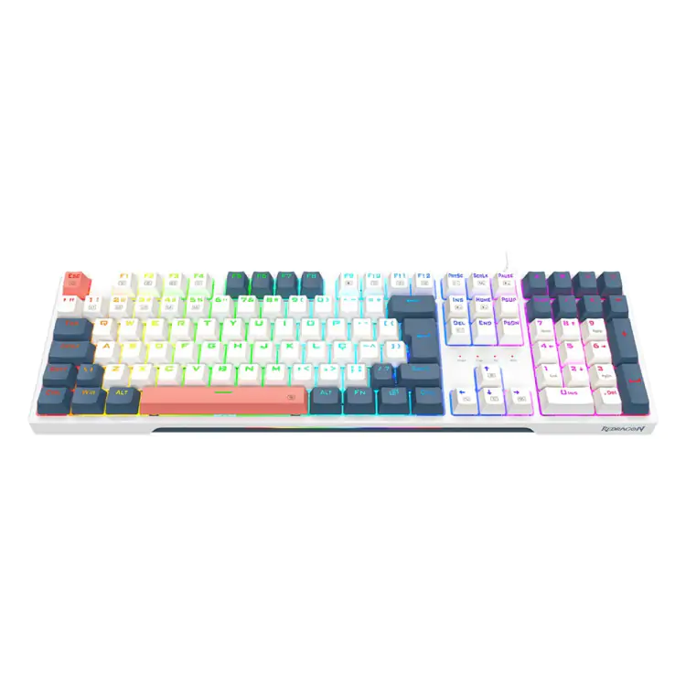 TECLADO GAMER MECANICO REDRAGON TRUNDLE RGB SWITCH BROWN ABNT2 BRANCO AZUL ROSA K668WBO-RGB - Imagem: 4