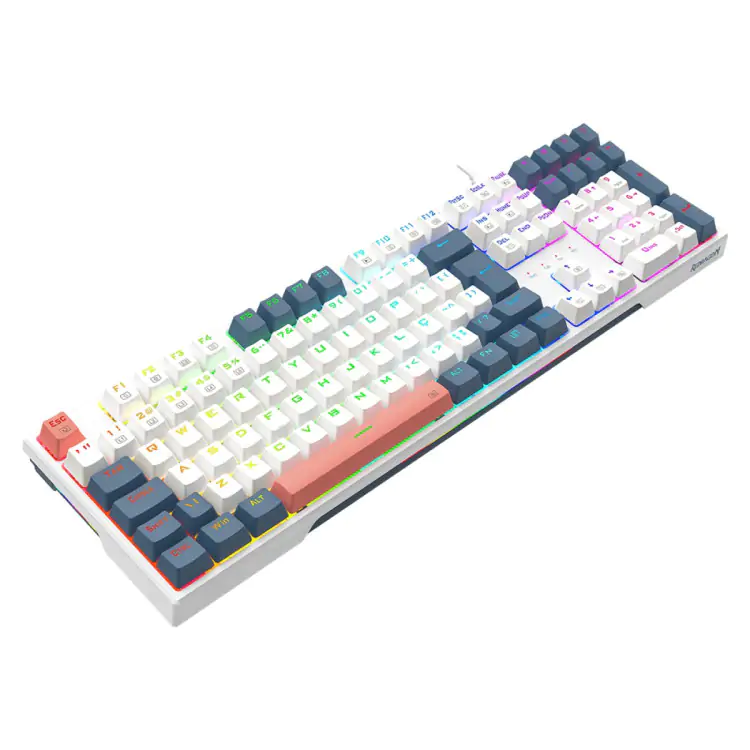 TECLADO GAMER MECANICO REDRAGON TRUNDLE RGB SWITCH BROWN ABNT2 BRANCO AZUL ROSA K668WBO-RGB - Imagem: 5