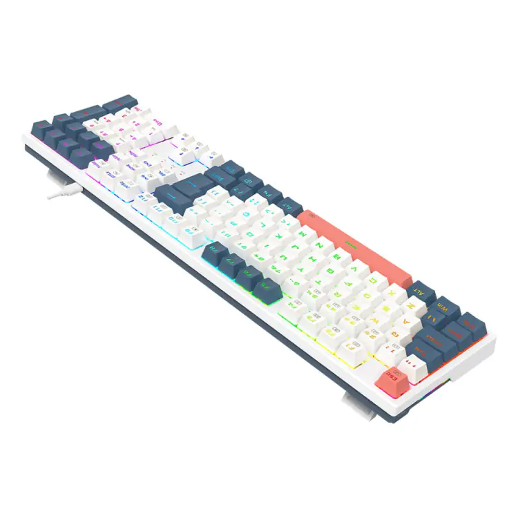 TECLADO GAMER MECANICO REDRAGON TRUNDLE RGB SWITCH BROWN ABNT2 BRANCO AZUL ROSA K668WBO-RGB - Imagem: 6