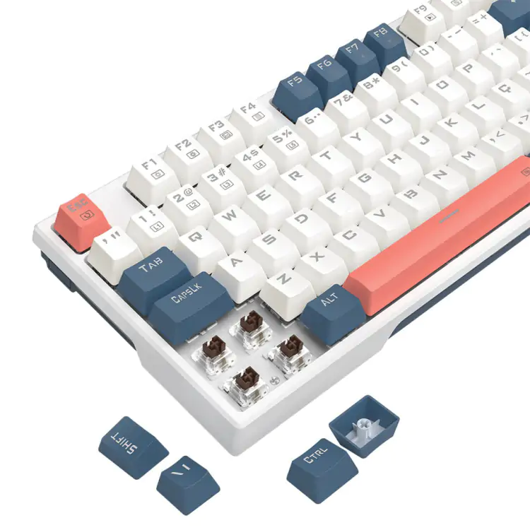 TECLADO GAMER MECANICO REDRAGON TRUNDLE RGB SWITCH BROWN ABNT2 BRANCO AZUL ROSA K668WBO-RGB - Imagem: 7