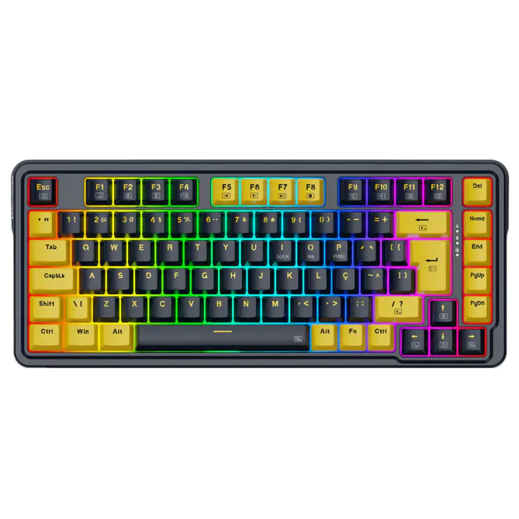 TECLADO GAMER MECANICO REDRAGON ELF RGB CHROMA MK.II SWITCH MELT GOLD CABO USB-C PRETO E LARANJA - Imagem: 1