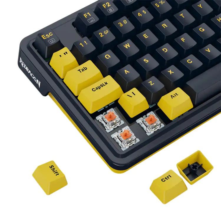 TECLADO GAMER MECANICO REDRAGON ELF RGB CHROMA MK.II SWITCH MELT GOLD CABO USB-C PRETO E LARANJA - Imagem: 8