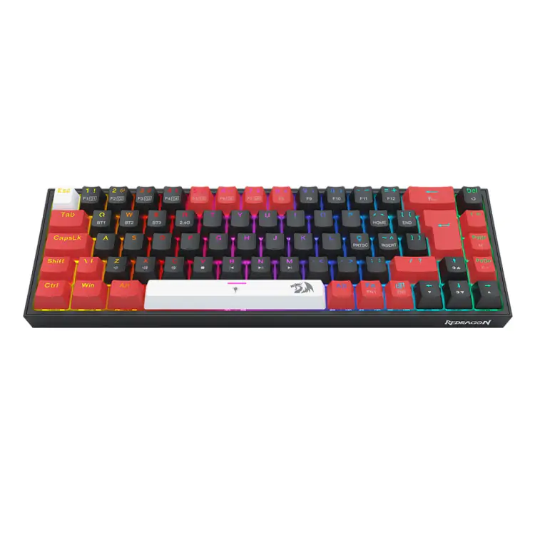 TECLADO GAMER MECANICO REDRAGON CASTOR PRO WIRELESS BLUETOOTH RGB SWITCH BROWN VERMELHO E BRANCO - Imagem: 4