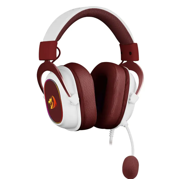 HEADSET GAMER REDRAGON ZEUS X H510 BRANCO/VERMELHO USB LED RGB - Imagem: 4