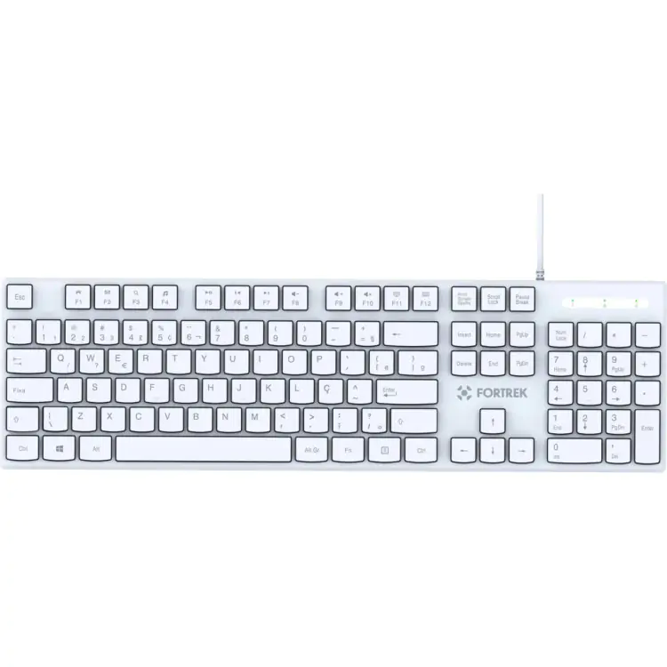 TECLADO OFFICE FORTREK K15 SLIM USB BRANCO - Imagem: 1