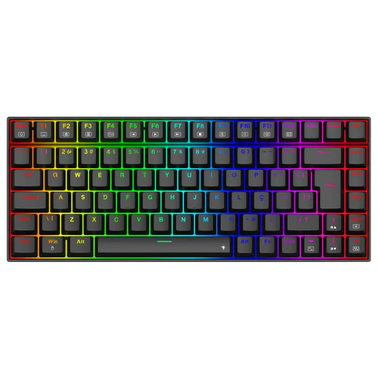 TECLADO GAMER MECANICO REDRAGON PHANTOM RGB USB SWITCH BROWN PRETO K629-RGB - Imagem: 1