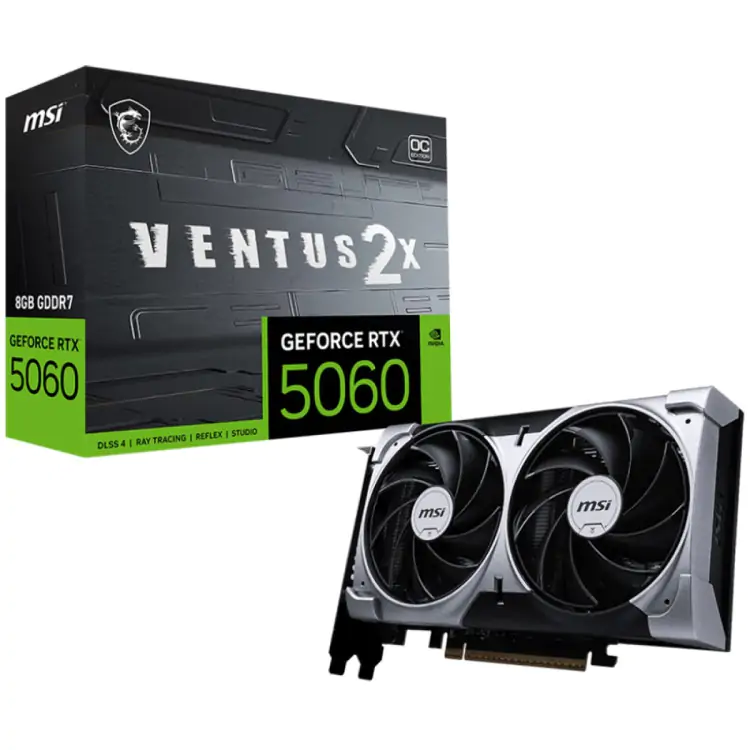 PLACA DE VÍDEO MSI GEFORCE RTX 5060 VENTUS 2X OC 8GB GDDR7 DLSS RAY TRACING - Imagem: 1