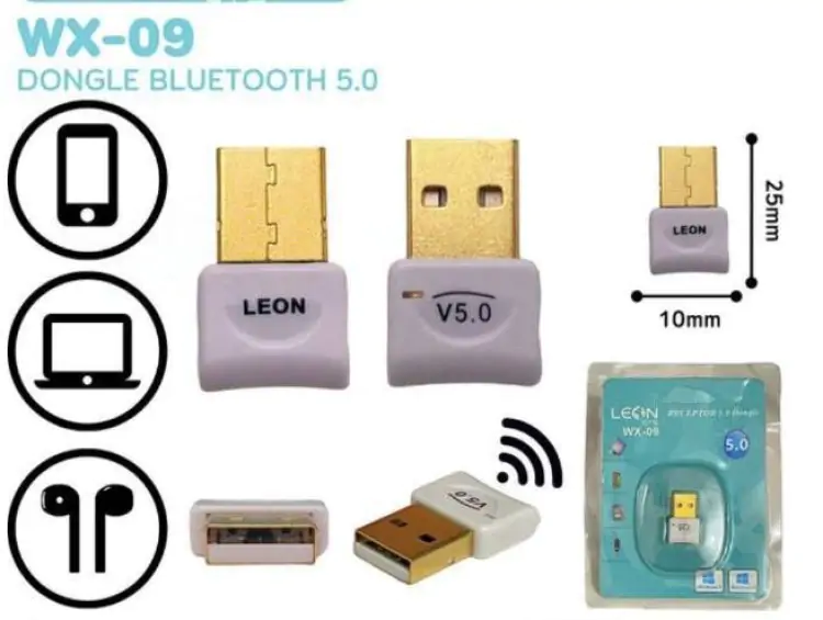 ADAPTADOR BLUETOOTH USB 5.0 LEON WX-09 - Imagem: 1