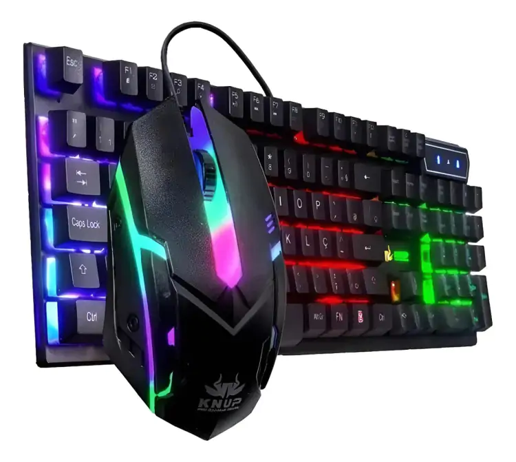 KIT TECLADO E MOUSE GAMER SEMI MECANICO RGB KNUP-TE115 - Imagem: 1