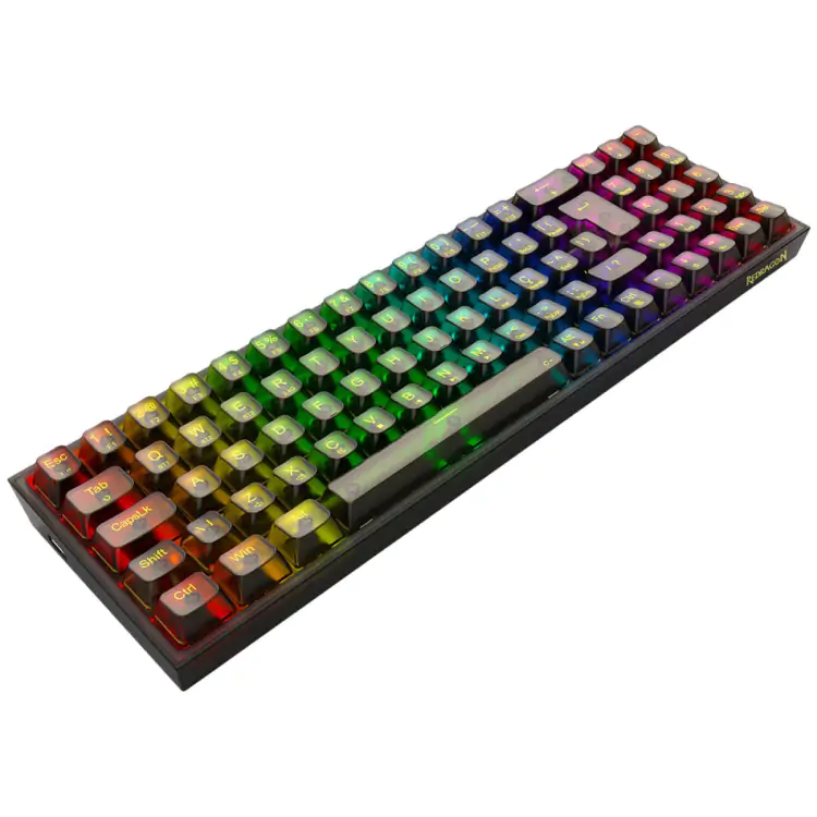 TECLADO GAMER MECANICO REDRAGON POLLUX PRO RGB WIRELESS BLUETOOTH SWITCH CRYSTAL ABNT2 PRETO - Imagem: 2