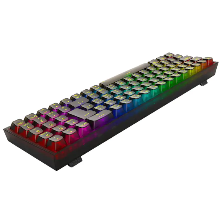 TECLADO GAMER MECANICO REDRAGON POLLUX PRO RGB WIRELESS BLUETOOTH SWITCH CRYSTAL ABNT2 PRETO - Imagem: 3