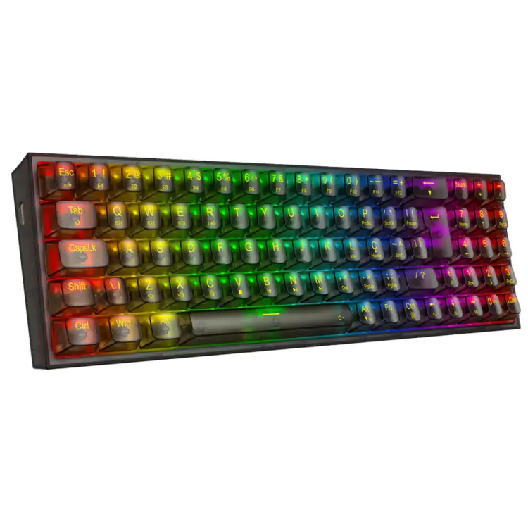 TECLADO GAMER MECANICO REDRAGON POLLUX PRO RGB WIRELESS BLUETOOTH SWITCH CRYSTAL ABNT2 PRETO - Imagem: 5