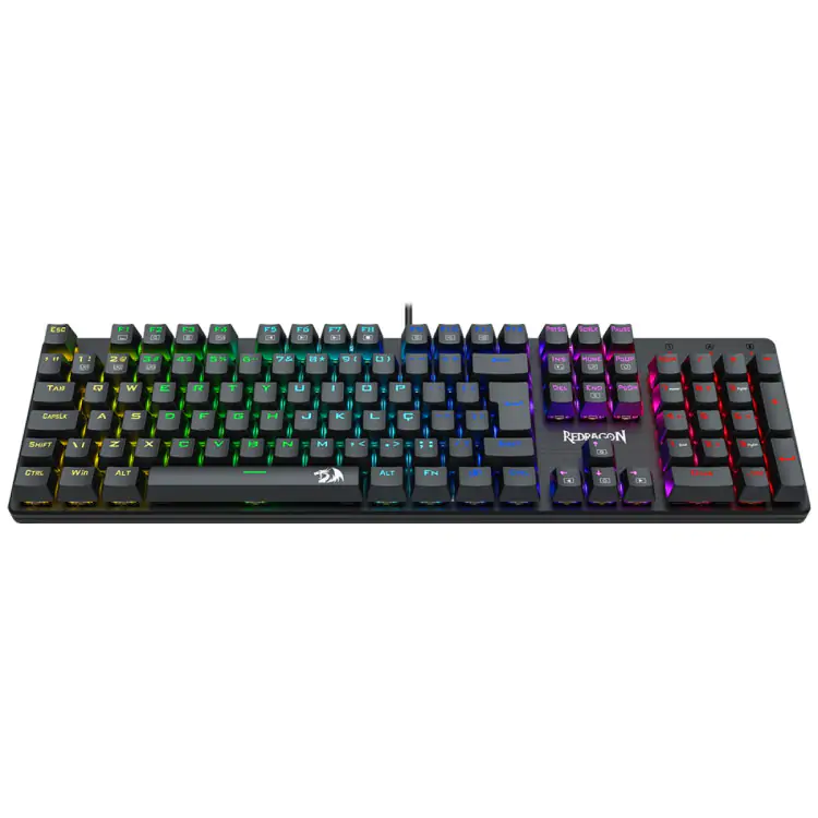 TECLADO GAMER MECANICO REDRAGON SINDRI RAINBOW SWITCH BROWN USB ABNT2 FULL-SIZE BLACK K671 - Imagem: 7