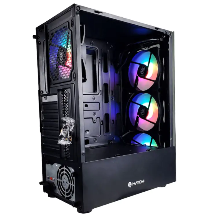GABINETE GAMER HAYOM GB1749 MID TOWER, VIDRO TEMPERADO, ATX, SEM FONTE, COM 4 FANS, PRETO - Imagem: 3