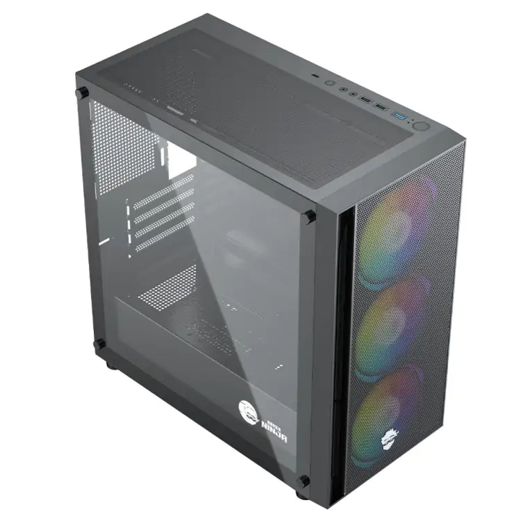 GABINETE GAMER NINJA KENNEN, MID TOWER, VIDRO TEMPERADO, M-ATX-BLACK, SEM FONTE, COM 3 FANS GN-CS-KN - Imagem: 5