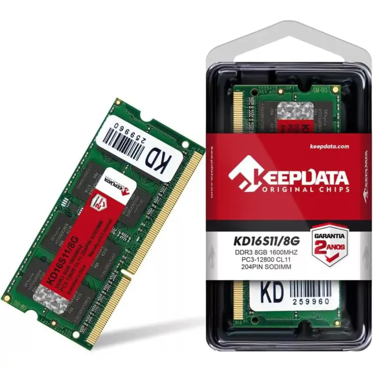 MEMÓRIA NOTEBOOK 8GB DDR3 1600MHZ KEEPDATA KD16S11/8G - Imagem: 1