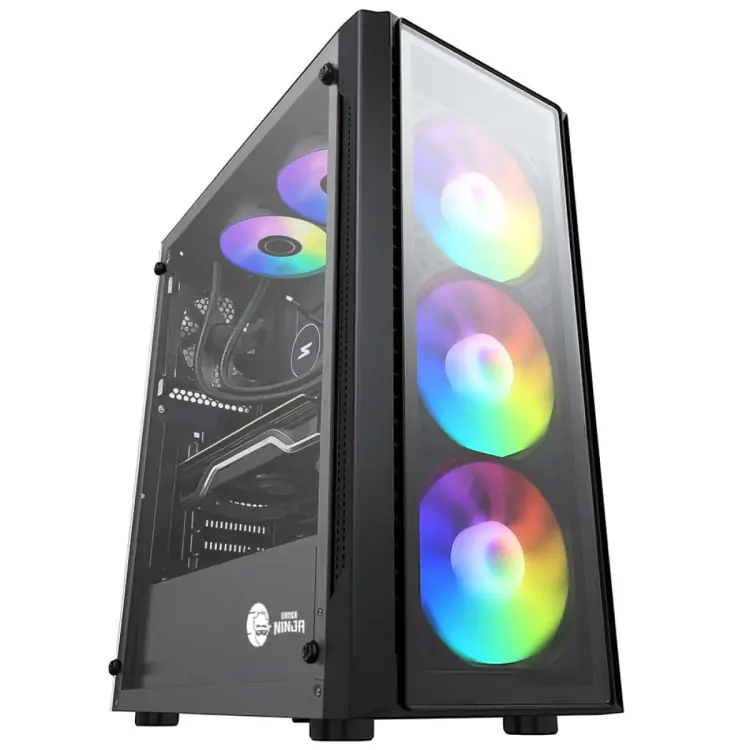 GABINETE GAMER NINJA FURIA, MID TOWER, VIDRO TEMPERADO, M-ATX, SEM FONTE, COM 3 FANS GN-CS-FRMTB3F - Imagem: 1