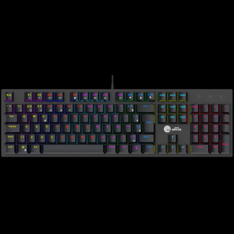 TECLADO GAMER MECANICO NINJA LEAP SWITCH BLUE RAINBOW ABNT2 BLACK - Imagem: 1